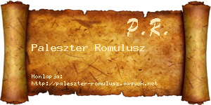 Paleszter Romulusz névjegykártya